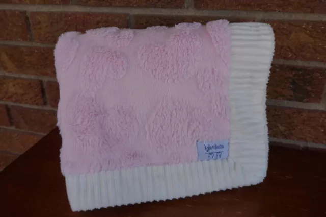 BABY Blanket KYLE & DEENA Pink Cream White Stripe Edge Minky Heart Square Sherpa