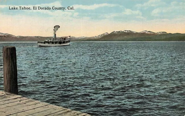 c1910 Lake Tahoe Steamer Ship Panorama View El Dorado County CA P306