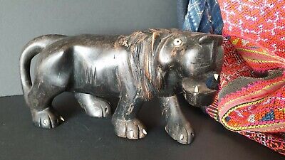 Old Chinese Carved Ebony Lion (a.) …beautiful display and collection piece