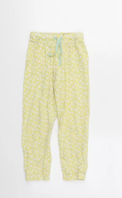 M&S Girls White Floral 100% Cotton Capri Trousers Size 3-4 Years Regular