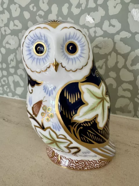 Royal Crown Derby 'Twilight Owl’ Paperweight 1st Quality Gold Stopper