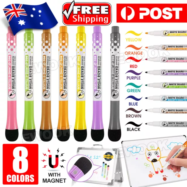 8pcs Colour Non-toxic Painting Erasable Markers Mark Pen Magnetic Whiteboard Pen