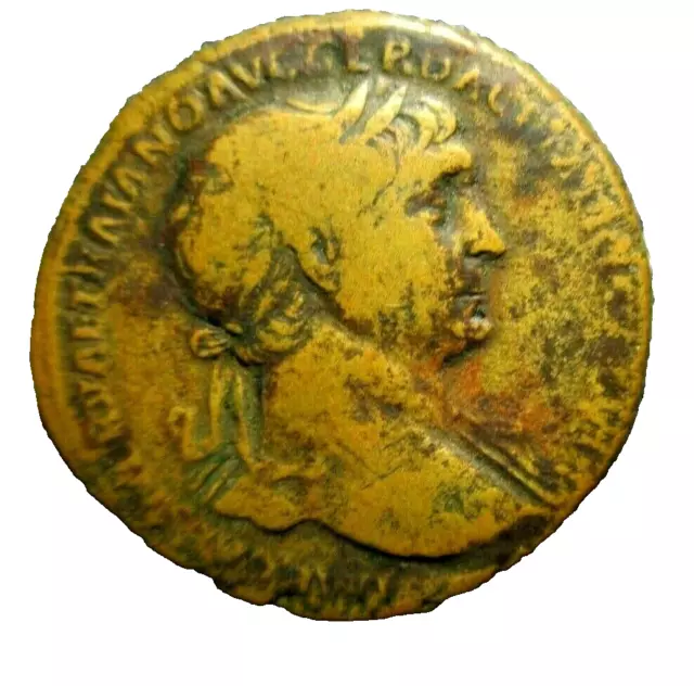 Large Fine Ancient Roman Coin Trajan 98-117 A.d. , 32 Mm, Estate # 55