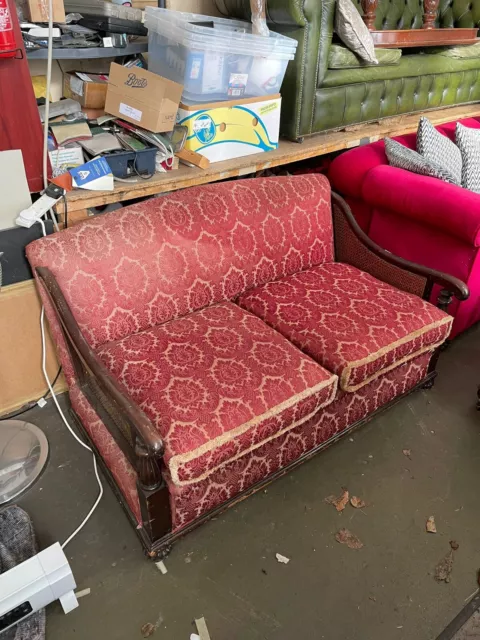 Bergere Suite Antique Three Piece 2 Seater Sofa & 2 Armchairs #1