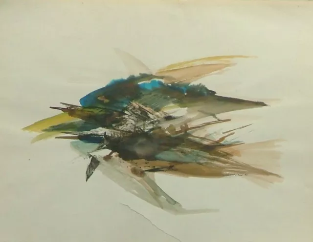 Jean BRÉANT (1922-1984) Aquarelle 47x63cm Signée 1963 Abstraction lyrique