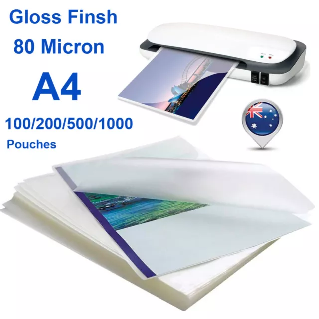 Quality A4 Laminating Pouches Clear Film 80 Micron Gloss 216mm x 303mm (PK 100)