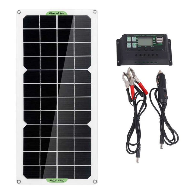 2X(30W Panneau Solaire Voiture Van Bateau Caravane Camping-Car Trickle Portabl2)