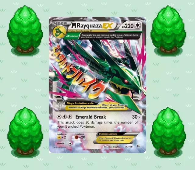 MEGA M Rayquaza EX (ULTRA RARE) 76/108 XY Roaring Skies Legendary Pokemon -  LP