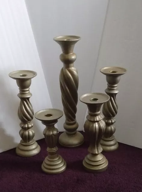 JCPENNEY Vintage Pillar Candle Columns Tall Holders Home Collection Set of 5 HTF