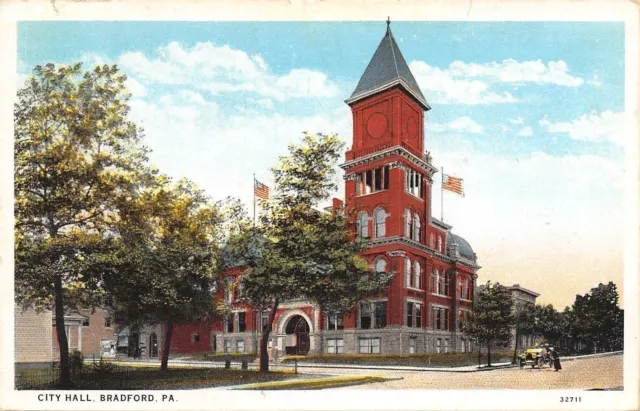 BRADFORD PENNSYLVANIA~CITY HALL~OPEN Belltower 1930 Postcard $6.00 ...