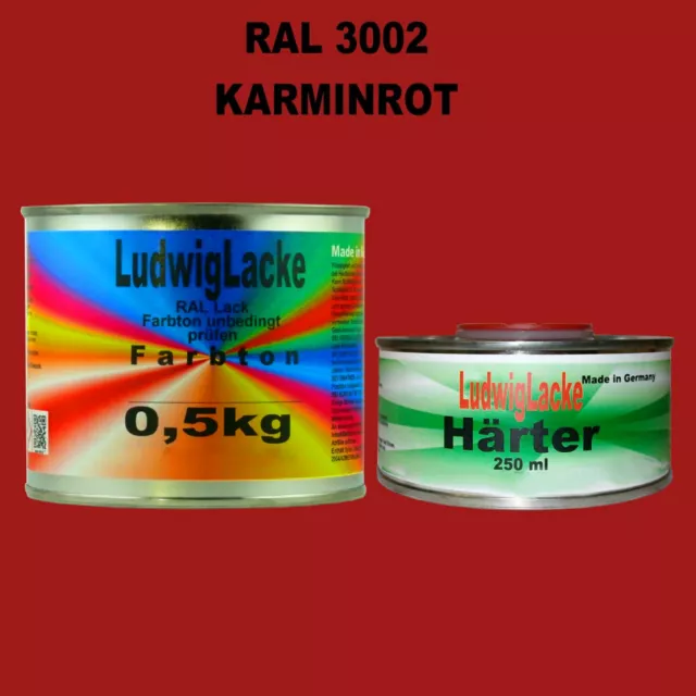 Rouge Carmin Ral 3002 Peinture Acrylique 0,75 KG Brillant & Durcisseur Peinture