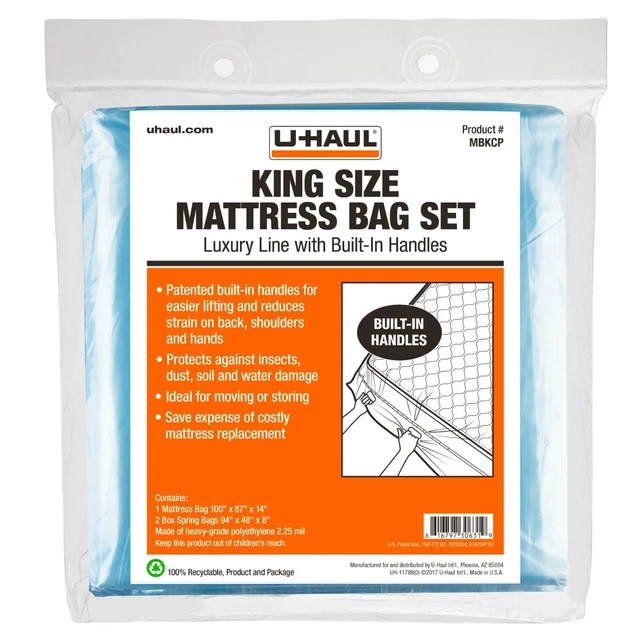 U Haul King Size Mattress Bag Set Luxury Line Pillow Top SEALED # MBKCP NEW