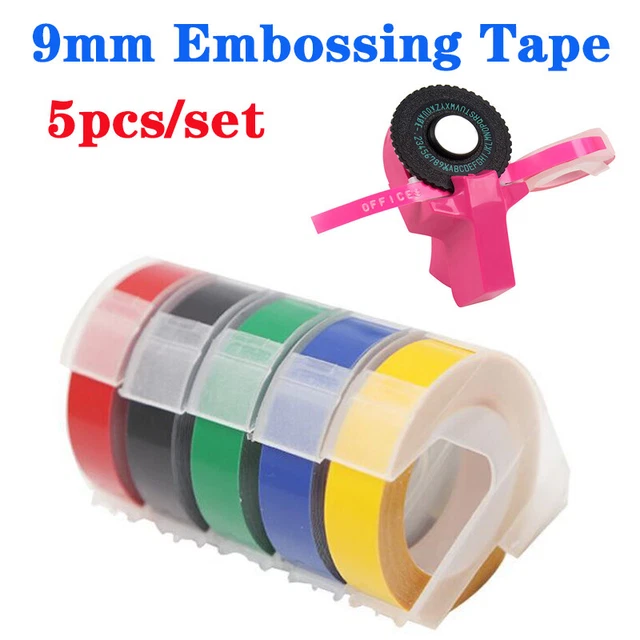 5Pcs 9mm*3m 3D Embossing Tape Compatible for Dymo Junior and Omega Label Tapes