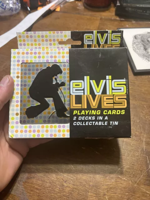 ELVIS PRESLEY LIVES Bicycle 2 DECKS PLAYING CARDS In Collectible Tin 2005 Retro