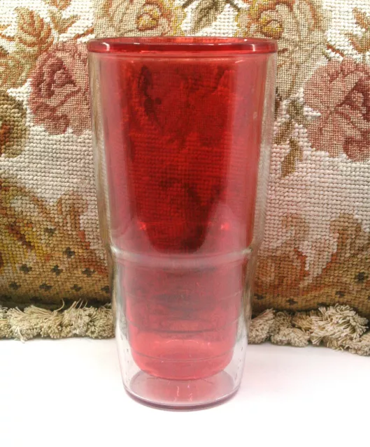 Large 20 Oz Red & Clear Acrylic Double Wall Insulated Tumbler Drinking Cup