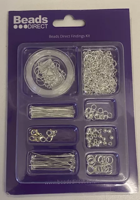 Beads Direct Craft Jewellery Making Findings Starter Kit Silver Plated 112 Items