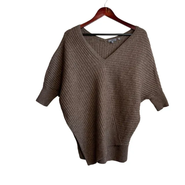 VINCE yak wool pullover dolman sleeve sweater Womens Small Brown Ribbed Knit