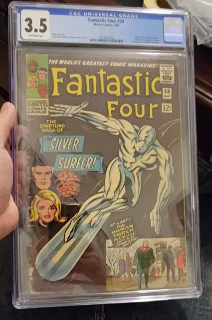 Fantastic Four #50 CGC 3.5 Silver Surfer Vs Galactus 1st Wyatt Wingfoot App 1966