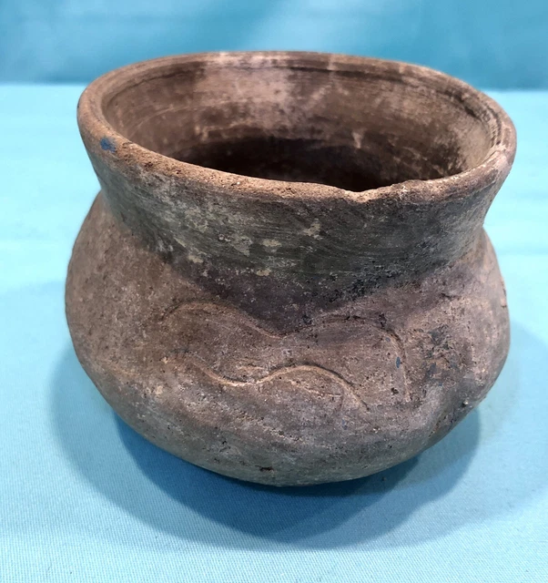 Antique Native American Pottery Water Bowl Jar Oconee 18th Century Historic 5”
