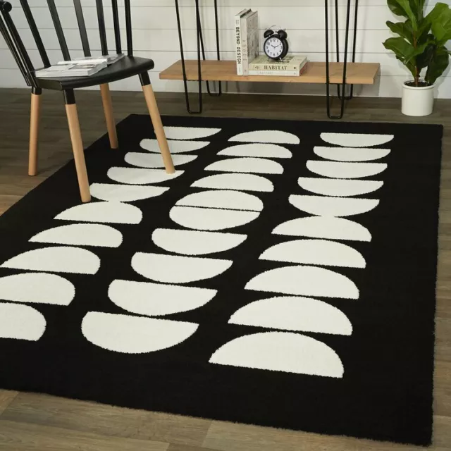 Quezada Oriental Black & White Hand-Tufted 100% Wool Soft Area Rug Carpet