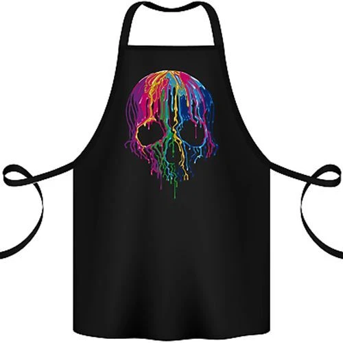 Melting Skull Biker Motorcycle Gothic Cotton Apron 100% Organic