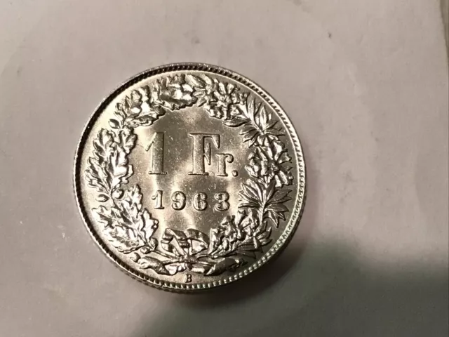 1963-B Switzerland 1 Francs  .835 Silver Swiss Helvetia High Grade