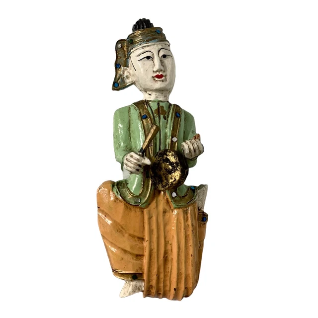 Hand Carved Wooden Burmese Tibetan Asian Temple Musician Dancer Wall Hanging 2