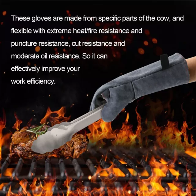 Gants de soudage en cuir résistant à la chaleur pour barbecue et four protecti