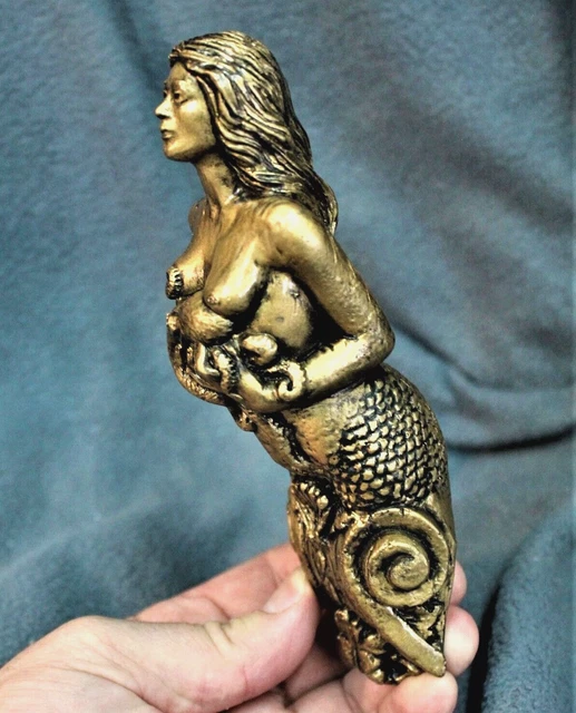 MARINE GOLDEN FIGUREHEAD SIREN STATUE SAILBOATS SEA BOAT NAUTICAL MERMAID art FX