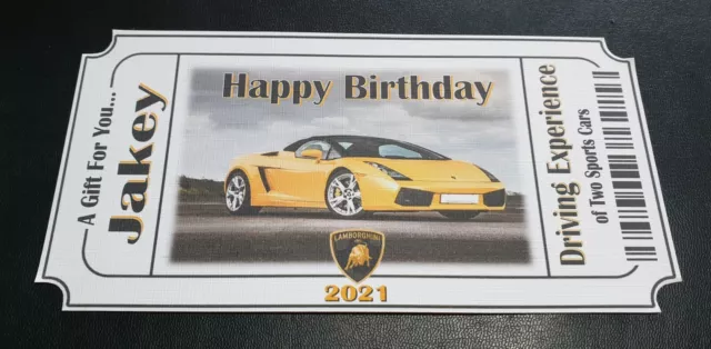 Novelty *DRIVING EXPERIENCE* Gift Ticket -  Sports car... Track Day... Rally Car