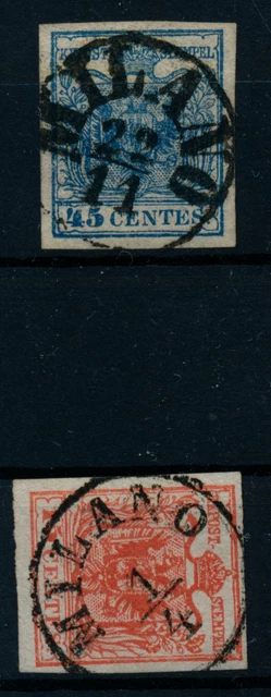 LOMBARDEI-VENETIEN 1850 45C, HP, Type III. und 15C, HP, Type III. MILANO. Schön!