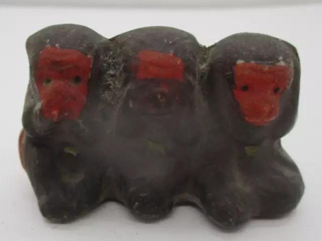 Small Ceramic Monkey Hear No Speak No See No Evil Statue