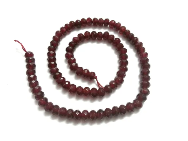 3 Strand Naturel Rouge Calcédoine Rondelle à Facettes 6mm Libre Perles 13 "