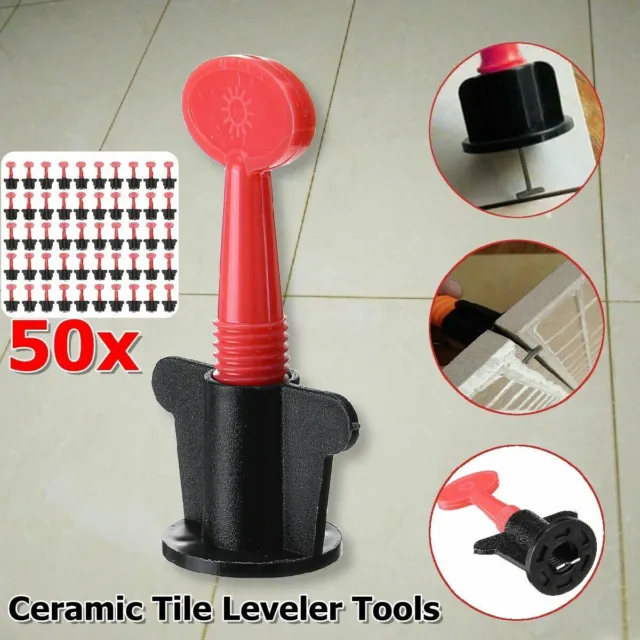 50pcs /Set Reusable Tile Leveling Positioning System Leveler T-lock Floor Tools