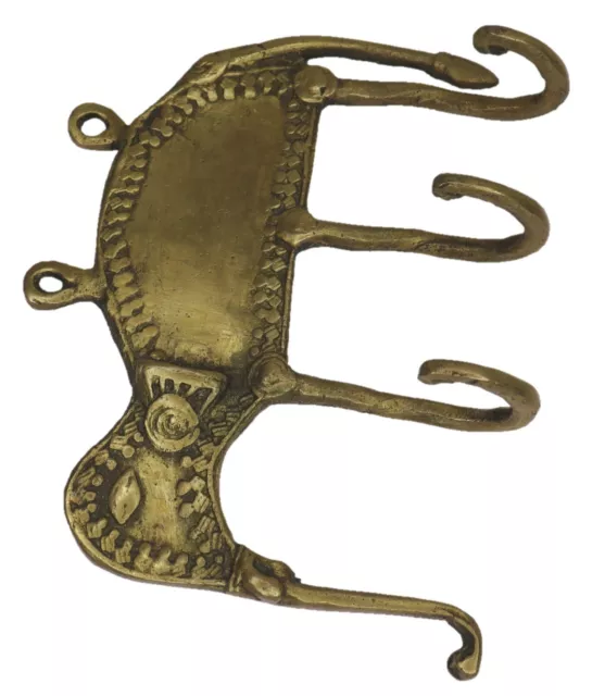 Elephant Shape Antique Vintage Style Handmade Brass Wall Hook Hanger Home Décor 3