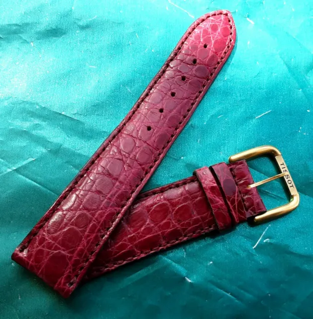 Tissot orologi cinturino di ricambio originale coccodrillo bordeaux mm. 20