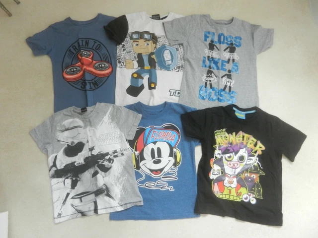 Pacchetto T-shirt ragazzi Next 6 anni età 6-7 anni Matalan Primark Dan TDM Moshi filo interdentale