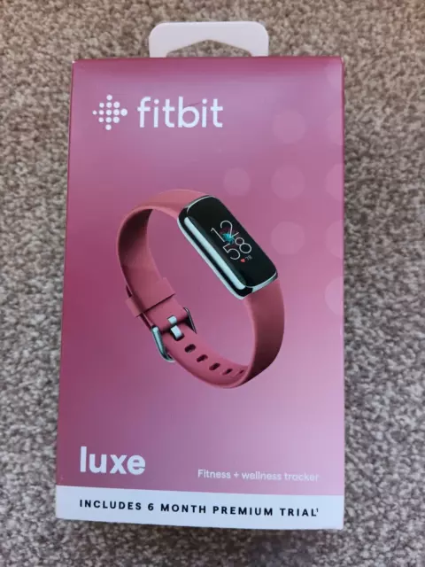 Fitbit Luxe Activity Fitness Tracker Pink Silver Heart Sleep Smart Watch Monitor