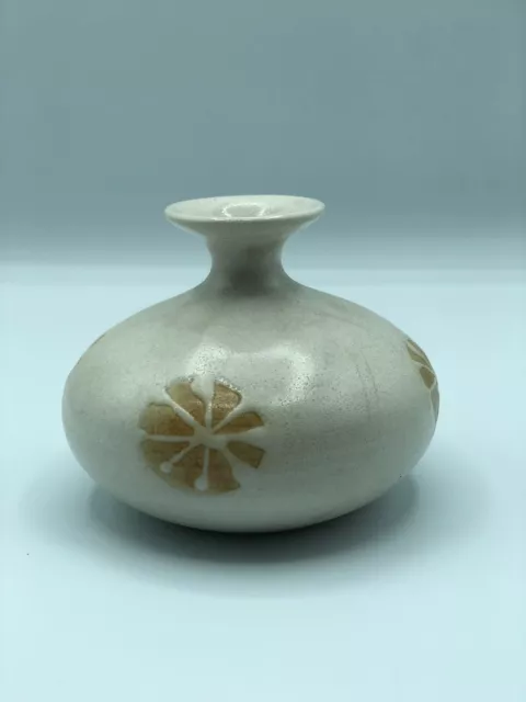 Otagiri Stoneware Bud Vase OMC Japan Harvest Gold Daisy Pottery Sunburst Beige