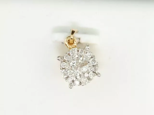 Ladies 14K Yellow Gold Princess Halo Diamond Pendant Charm For Necklace 0.25 Ct.