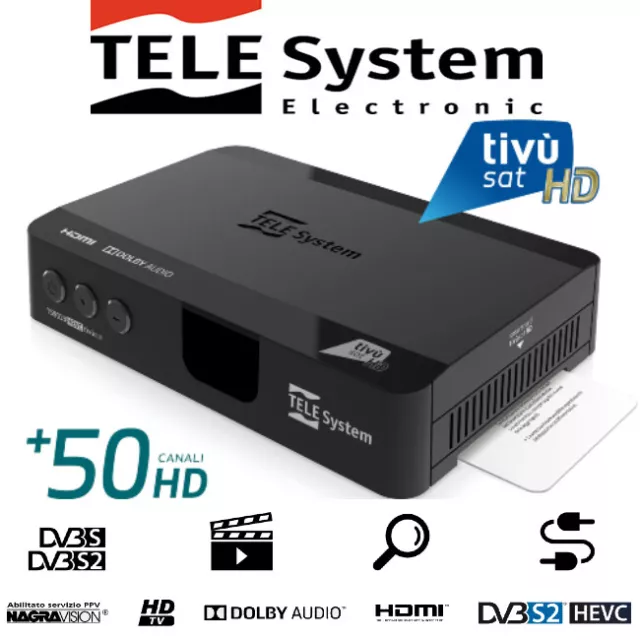 TivùSat Telesystem TS9018HEVC HD Decoder + ACTIVATED Tivusat HD Card Ex Demo