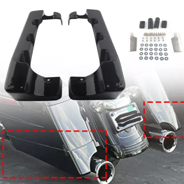 Vivid Black 4" Hard Stretched Saddle Bag Extensions For Harley Touring 1994-2013