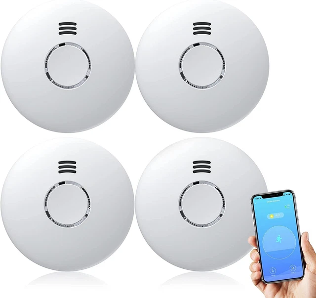 ECOEY WIFI SMOKE Detector Fire Alarm Battery Operated Tuya APP Remote 4