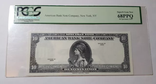 1929 10 Specimen Note - American Bank Note Company - PCGS 68 PPQ