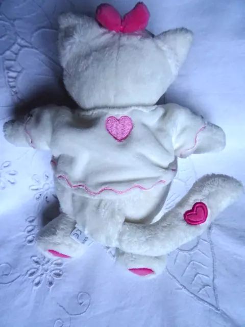 Doudou Chat Cody Anna Club Plush 24 Cm Peluche Blanche Et Rose Broderie Coeur 3