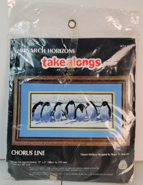 12 X 5 Penguins Crewel Monarch Horizons Kit Chorus Line 1982 Tag Alongs New USA