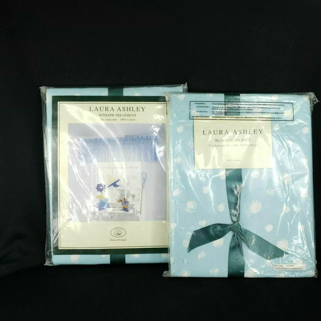 Laura Ashley Blusa Ventana Azul Cefas Cottage 86 x 15 Juego de 2 Nuevo Paquete
