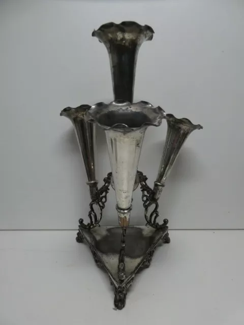 Silver Plate Repousse Decorative Epergne Centre Piece Vase