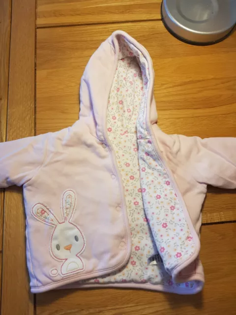 M and S Baby Girls rose lapin veste à capuche 0-3 mois 2