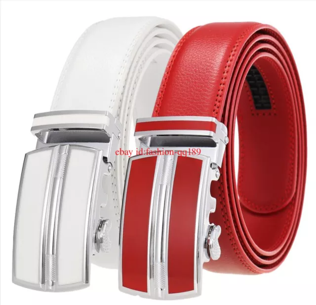 2024 Men Women Real Leather Belt Ratchet Belts Automatic Buckle Belts Strap New